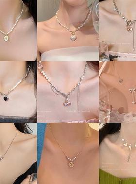 light luxury pearl necklace collarbone chain women
