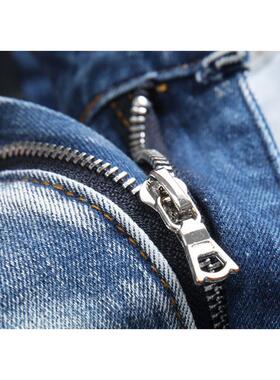Men Ripped Punk Stretch Jeans 男士破洞贴布弹力小脚牛仔裤