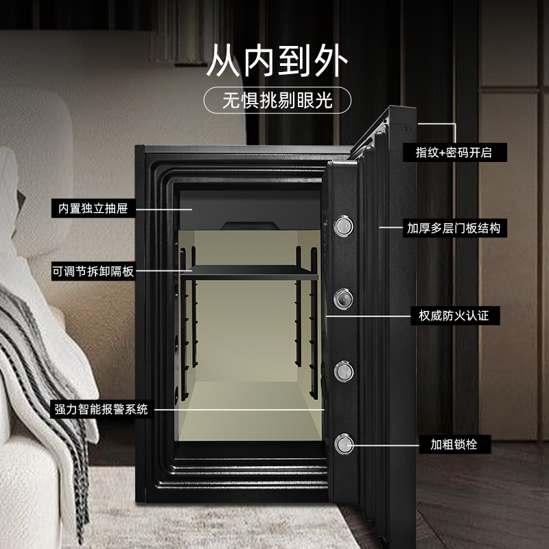 LUCELL乐喜尔韩国原装进口家用保险柜防火防盗隐藏式衣柜保险柜耐高温保险箱100CM商用办公家用小型指纹密码 - 图2