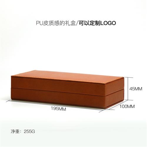 Premium PU leather gift box, custom printed logo, metal pen box, signature pen packaging box, business stationery