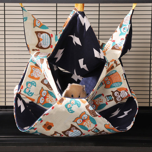 小宠花枝鼠吊床蜜袋鼯窝冬季双层四季通用悬挂仓鼠松鼠睡袋保暖窝 - 图1