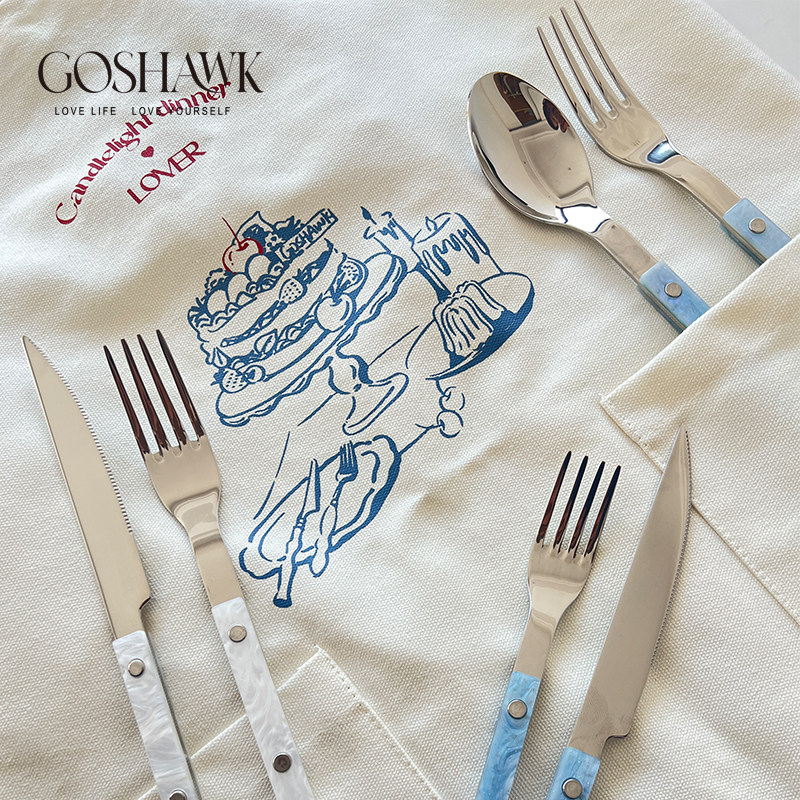 GOSHAWK餐具高颜值不锈钢牛排刀叉ins风精致西餐餐具刀叉勺三件套,淘宝优惠券,粉丝福利购,淘宝优惠卷