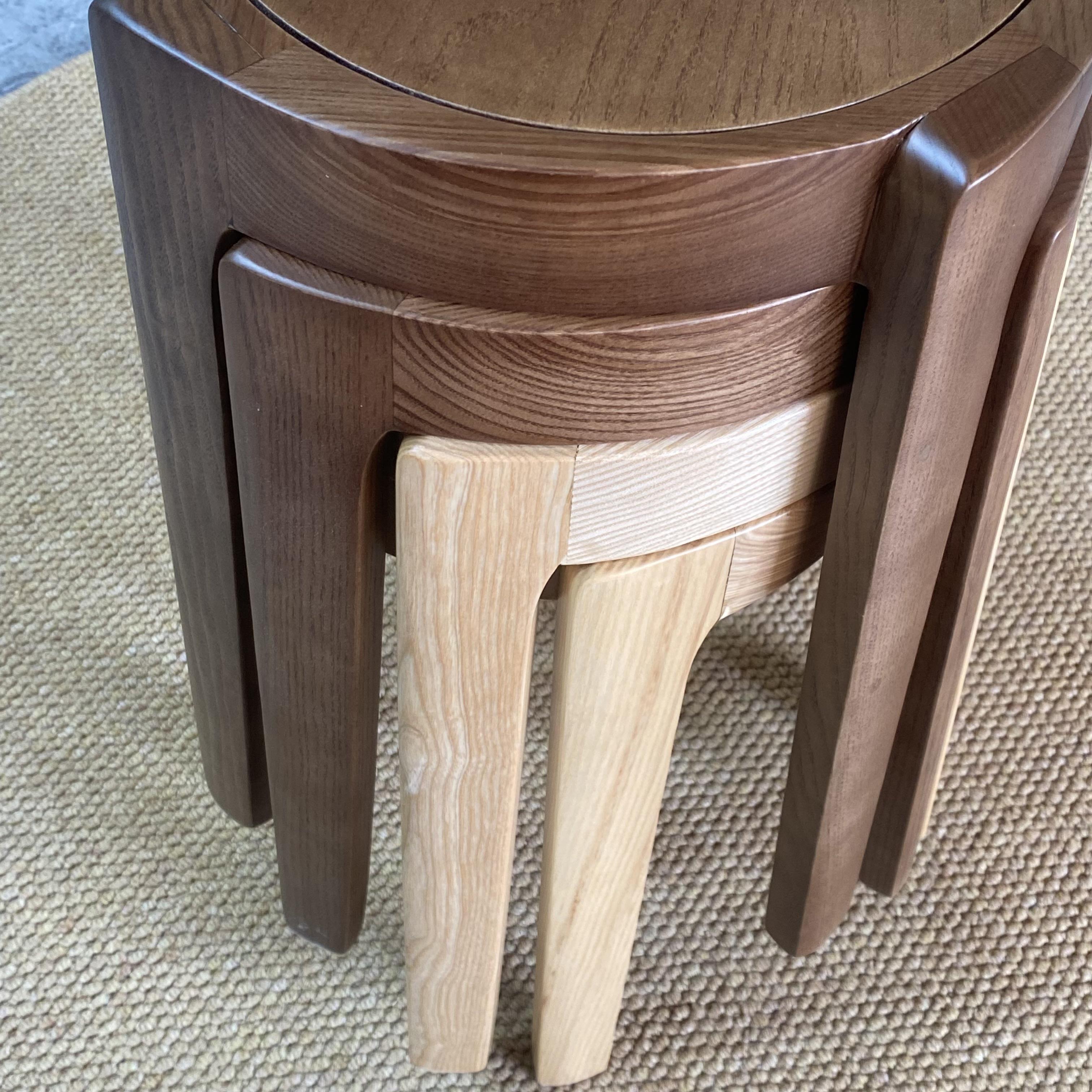 可叠放凳子北欧客厅现代简约加位凳风车凳小圆凳餐桌凳全实木高凳 - 图1