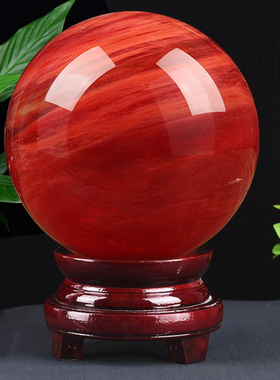 精选天然红色水晶球客厅装饰品风水球招财摆件江苏连云港东海水晶