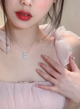 蜜桃公主风爱心蝴蝶结脖子项链女轻奢小众ins锁骨链闺蜜生日礼物