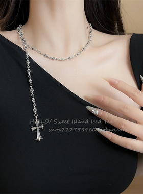 复古十字架项链女款2025新款小众卫衣链锁骨链毛衣链挂脖配饰饰品