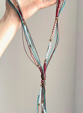Vintage古着 Christianity波西米亚多层串珠手工流苏项链