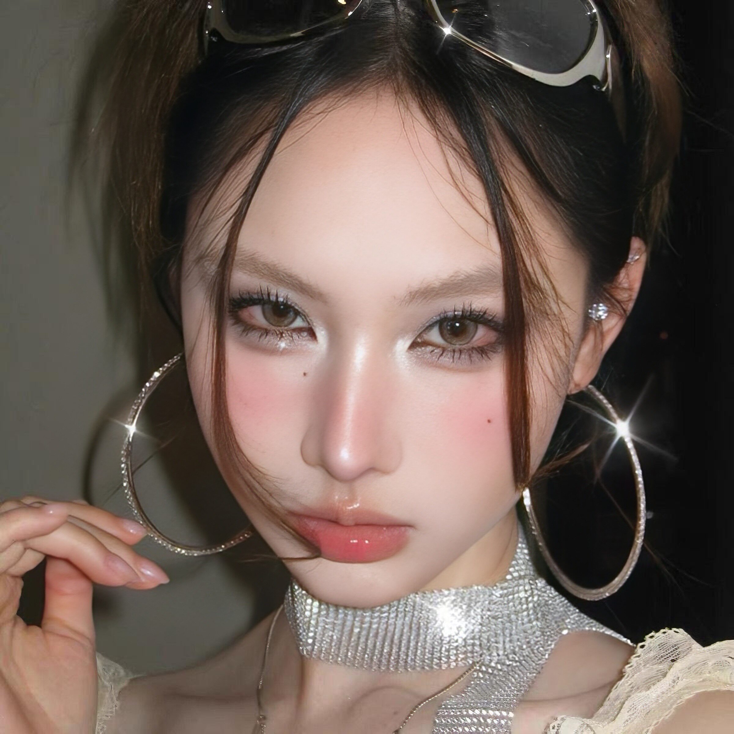 欧美范超大性感复古经典大圈圈满钻洋气百搭细钻显脸小大耳环hoop - 图2