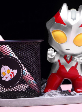 笔筒儿童男孩奥特曼创意可爱学生桌面收纳盒装饰品摆件生日礼物