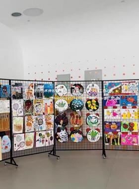 铁丝网网格置物架展示架照片墙多功能收纳书画展览超市落地作品