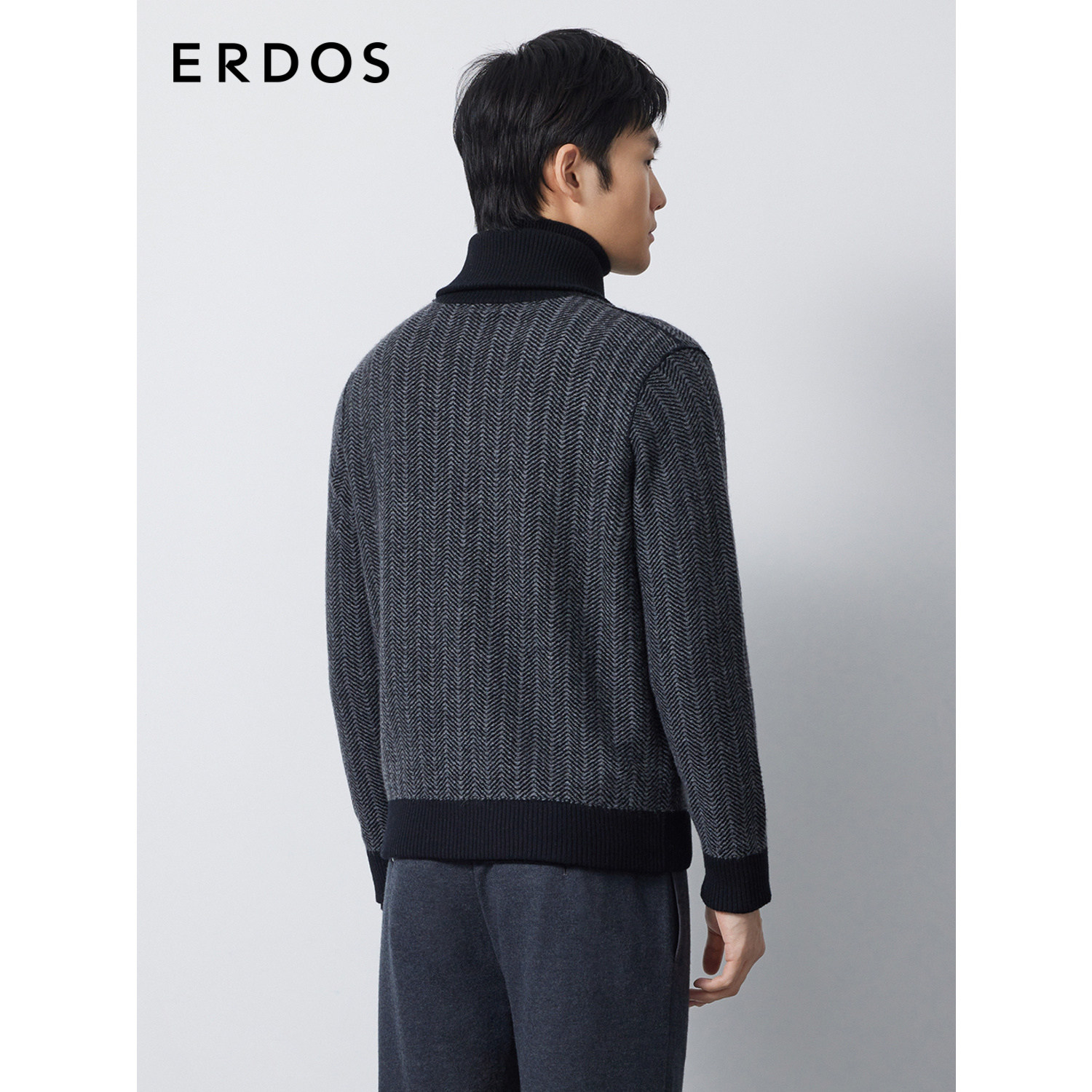 ERDOS 男装羊绒开衫外套秋冬高领拉链波浪图案轻运动羊绒衫,淘宝优惠券,粉丝福利购,淘宝优惠卷