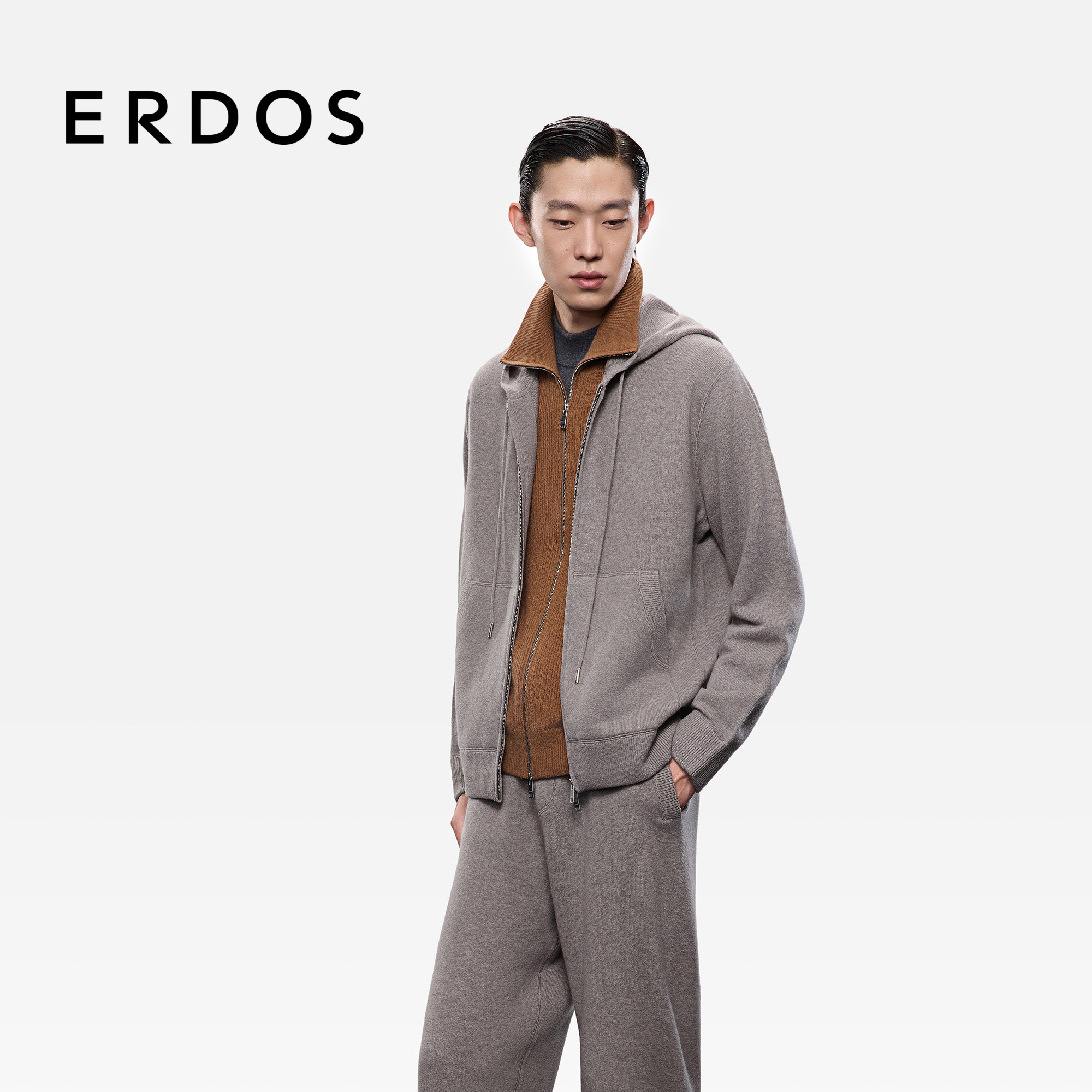 【秀场同系列】ERDOS 男装连帽虚提羊绒开衫25年秋冬新品休闲外套,淘宝优惠券,粉丝福利购,淘宝优惠卷