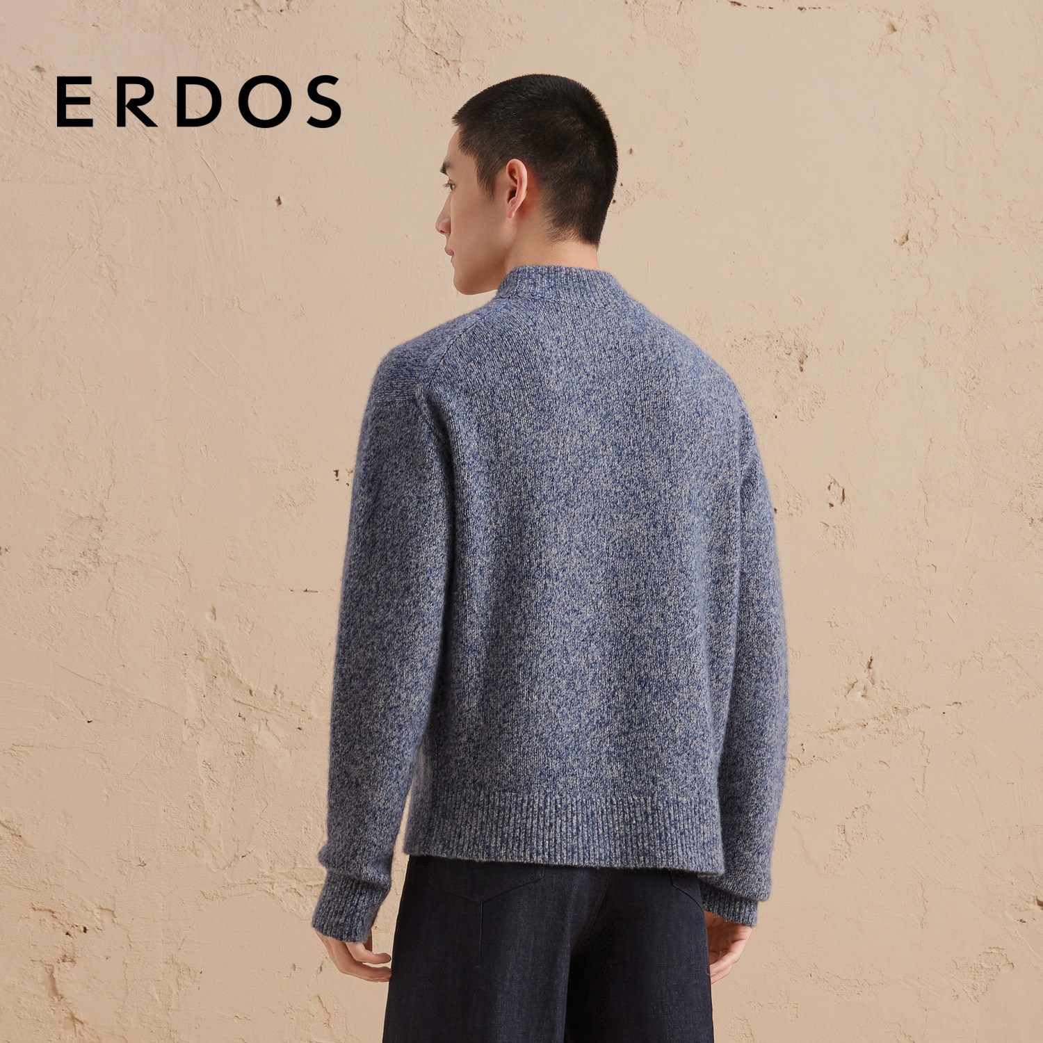 ERDOS 男装丝绒混纺针织衫秋冬半高领宽松微落肩厚款保暖,淘宝优惠券,粉丝福利购,淘宝优惠卷