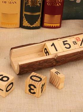 2025年创意木质木头时间日期牌原木日历摆件幼儿园拍照桌面装饰品