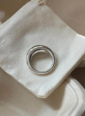 银色凸面素圈小胖坨戒指女简约