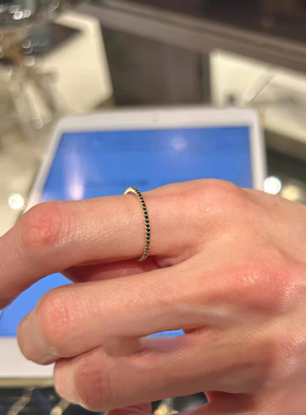 极细款黑色戒指日系轻奢日常百搭