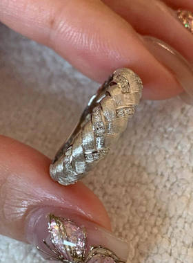 复古微镶金色编织麦穗爆闪戒指女