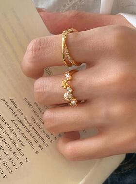 金色交叉戒指女2026新款小众设计