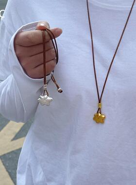 金色磨砂微笑云朵吊坠项链女款