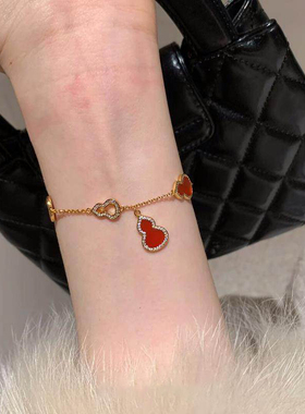 新中式红色仿玛瑙福禄葫芦手链