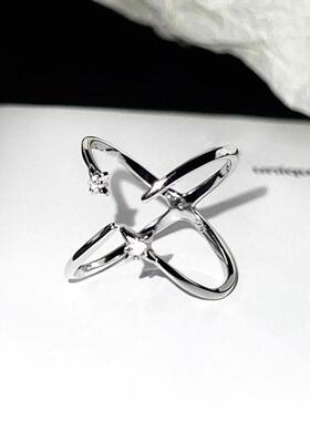 四芒星爆闪戒指女小众设计感轻奢