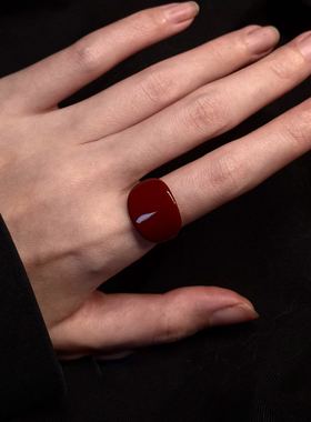 安可拉红色戒指女新年本命年方型