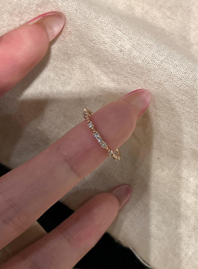日系四叶花仿排钻细圈叠戴戒指女