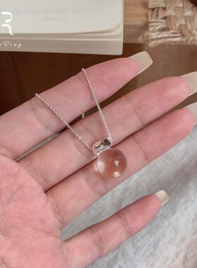 韩系冰透小灯泡吊坠项链女清冷感