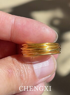 韩系金色多层缠绕戒指女小众设计