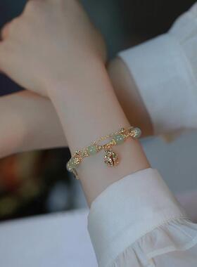 一步一响*和田玉铃铛双层手链女生925纯银高级感ins小众设计复古