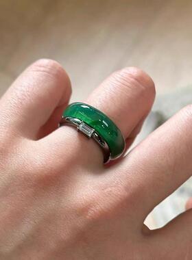 新中式仿绿玉髓戒指女小众设计