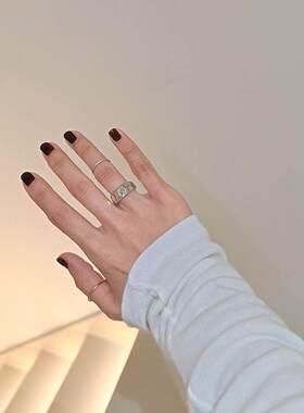 宽口银色戒指女款小众设计冷门