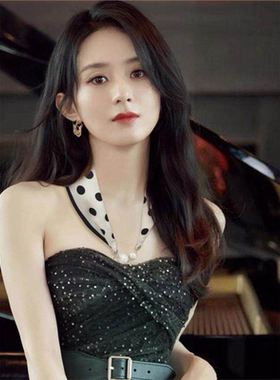 磁扣丝巾夏项链懒人围巾吊坠薄款围脖发带护颈锁骨珍珠小领巾长条