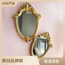 2024 New Export Europe Retro Make Old Golden Reliquate Hollowed-out Mirror Cosmetic Mirror Wall-mounted Decorative Frames Tree