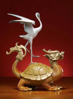 威弗列德全铜龟鹤延年摆件龙龟寿星礼品送老人祝寿贺礼装饰摆件