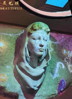 定制网红巨型艺术人脸岩石墙泡沫雕塑酒吧咖啡馆人物模型浮雕装置