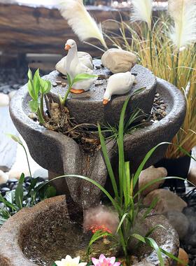 庭院花园布置石磨盘流水鱼池假山造景喷泉阳台循环水景观落地摆件