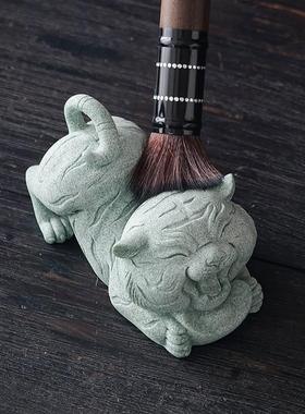 新中式福虎摆件招财吉祥物可养精品茶宠茶桌茶台茶玩茶具茶道配件