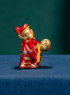 箐铜记《财运到》欢喜财神爷铜摆件家居装饰品客厅玄关办公室礼品