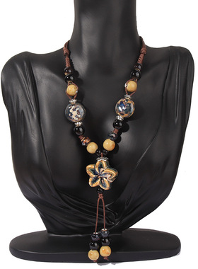 民族风陶瓷长款项链Necklace