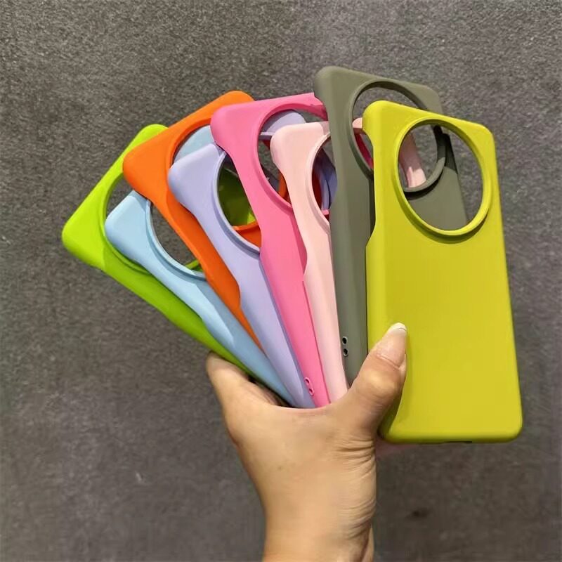 硅胶大孔半包适用华为mate60pro手机壳不包按键iphone13简约纯色mt50超薄14苹果15pro男女款mate40曲面屏30软