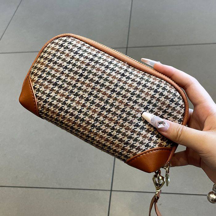 千鸟格手拿包女包气质软牛皮质感钱包手提小包包简约百搭零钱夹包,淘宝优惠券,粉丝福利购,淘宝优惠卷