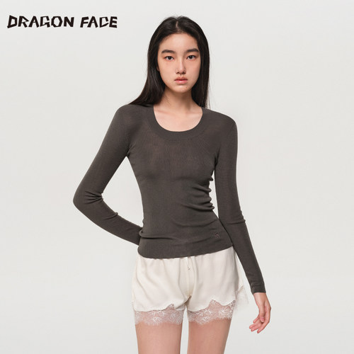 【明星同款】龙脸 DRAGON FACE 柔肤针织羊毛U领上衣 羊毛衫 - 图2