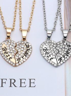 rendy Simple Heart Necklace Sisters Pendant 2/3 Pcs BFF Lett