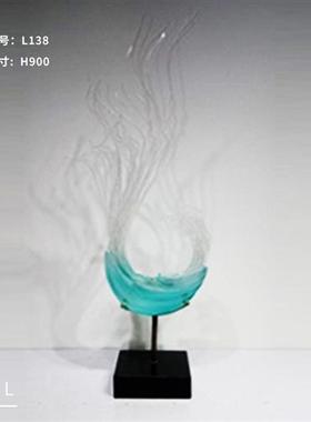 晶悦透明树脂浪花摆件雕塑客厅玄关抽象装饰艺术酒店会所大堂摆设