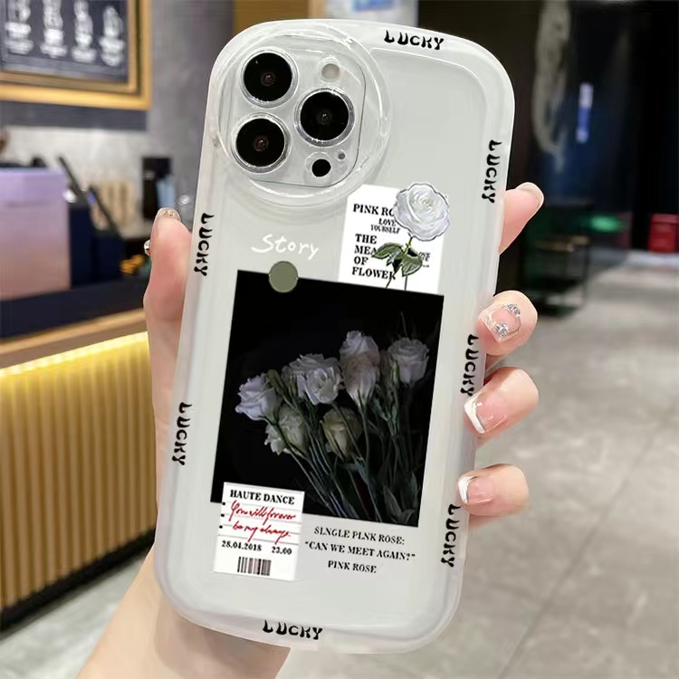 玫瑰花标签适用opporeno9手机壳reno7/8pro可爱r11s/r15艺术a72创意a96新款a58防摔findx5新款k7/k9s软保护套-图1