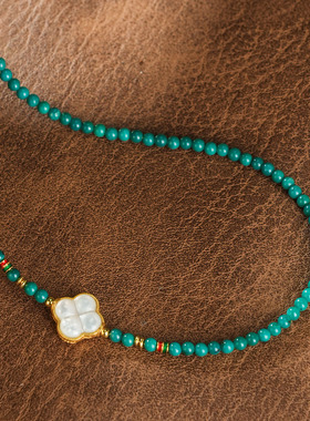 SMGI/绿松石贝母四叶草项链送礼