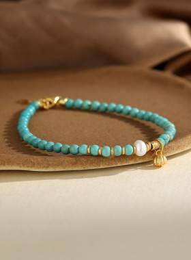 SMGI/新中式绿松石珍珠莲蓬手链