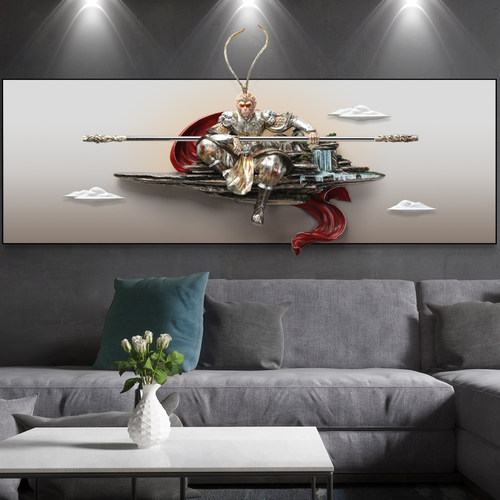 客厅沙发背景墙装饰画卧室书房挂画齐天大圣孙悟空壁画立体浮雕画 - 图2