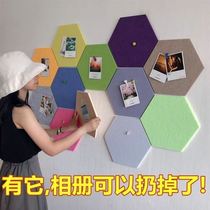 Creative Hexagon Felt Wall Sticked Soft Wooden Board Photo Wall Work Display Board Interior Office Decoration Message Board